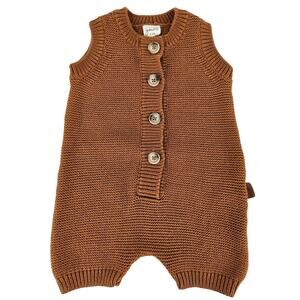 GOUMI KIDS BABY ORGANIC COTTON KNIT ROMPER SIENNA SIZE 0-3 MONTHS